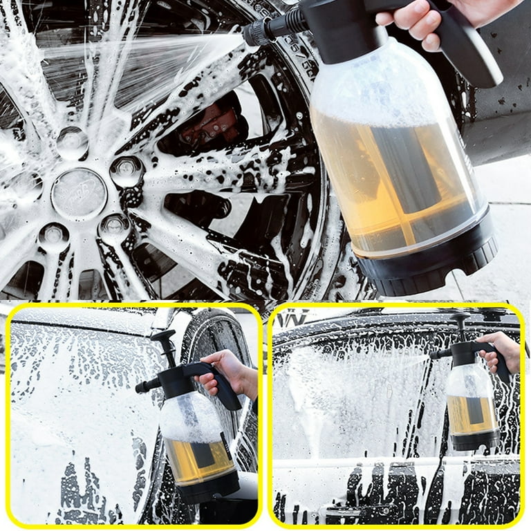 1pc 2l Handheld Air Pressure Car Wash Foam Spray Bottle, Fan-Shaped  High-Pressure Transparent Foam Type For Car & Home Watering
