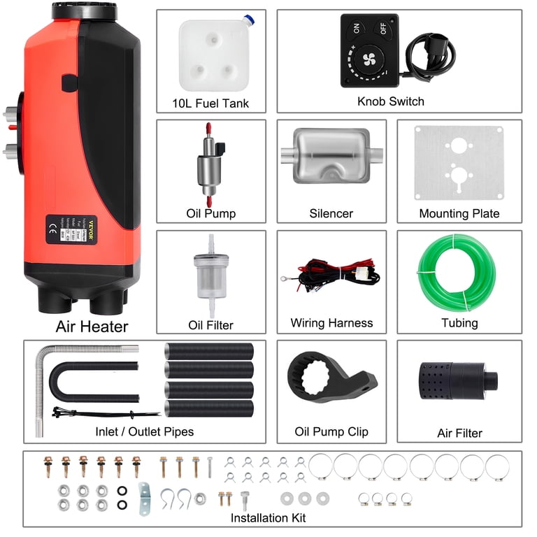 VEVOR Diesel Air Heater 12V 8KW,Diesel Parking Heater with Knob Switch for  Car Bus Truck Boat Trailer Motorhomes Engineering Vehicles - Walmart.com