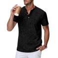 thumbnail image 2 of DDAPJ pyju Men's Short Sleeve Henley Shirt Vintage Distressed Casual Workout Tees Lightweight Summer Collarless Golf Shirts Lightning Sales of The Day Black XL, 2 of 8