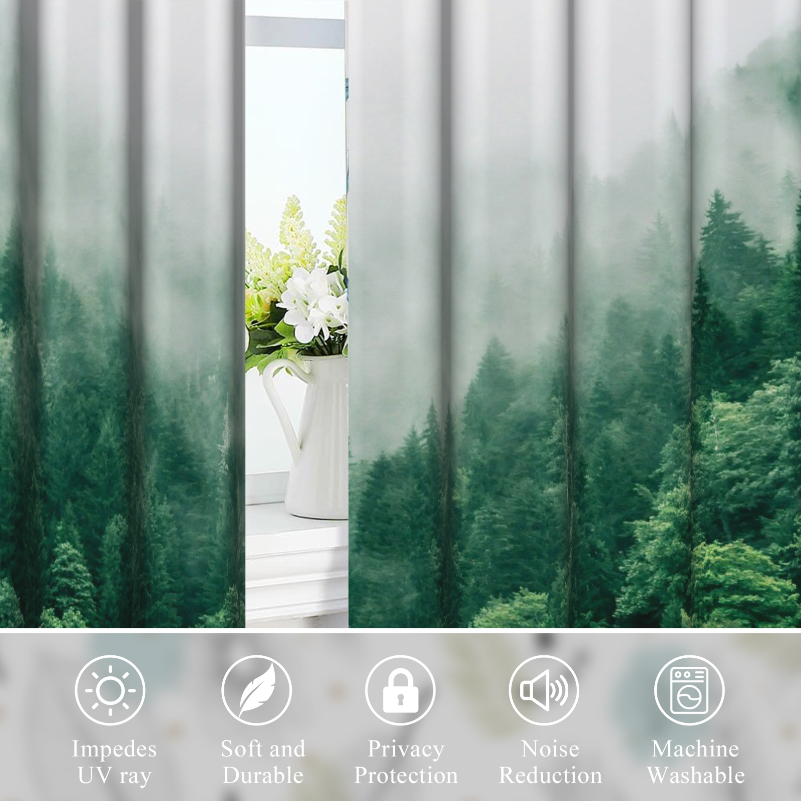 Dashan Green Forest Blackout Curtain for Living Room,Jungle Nature Thermal Insulated Drapes for Bedroom (52Wx84L,2 Panels)