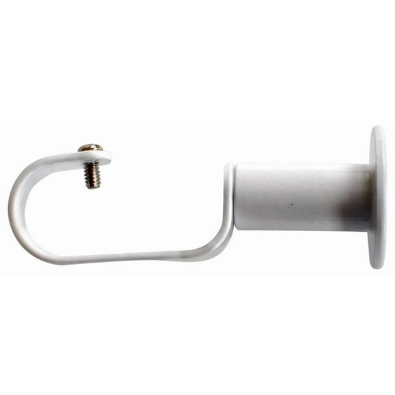 Urbanest Zinc Steel Single Curtain Rod Bracket for 1" Drapery Rod, Non-Adjustable Wall Mount Curtain Rod Holder, Heavy-Duty Metal Curtain Hardware, 1 Pc, White