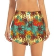 thumbnail image 2 of Xecao's Colorful Hawaii Palms for a double-layer running short for women, perfect for gym, tennis, and more, featuring a convenient pocket., 2 of 9
