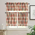 thumbnail image 3 of Mid Century Window Valance,Drop Shapes Abstract Triangular Retro Printed Pattern Curtain Valance for Kitchen Bedroom Bathroom 54''''x18''''+27''''x24''''x2（3 Piece）, Style-4, 3 of 5