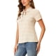 thumbnail image 4 of BLUSA IMPRESA DE MANGA CORTA CON LAZO EN EL CUELLO PARA MUJERES CHIC S BEIGE-FLORAL, 4 of 6