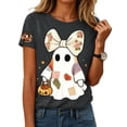 thumbnail image 2 of Leey-World Womens Halloween Tshirts Women Halloween Ghost Shirts Fall Pumpkin Shirt Funny Graphic Tees Halloween Party Clothes Vintage Short Sleeve Tops, 2 of 5