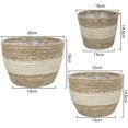 thumbnail image 3 of Maceta tejida de paja con marco para flores, cesta para plantar, ratán tejido, algas marinas naturales, para interior y exterior, para el hogar, 3 of 4