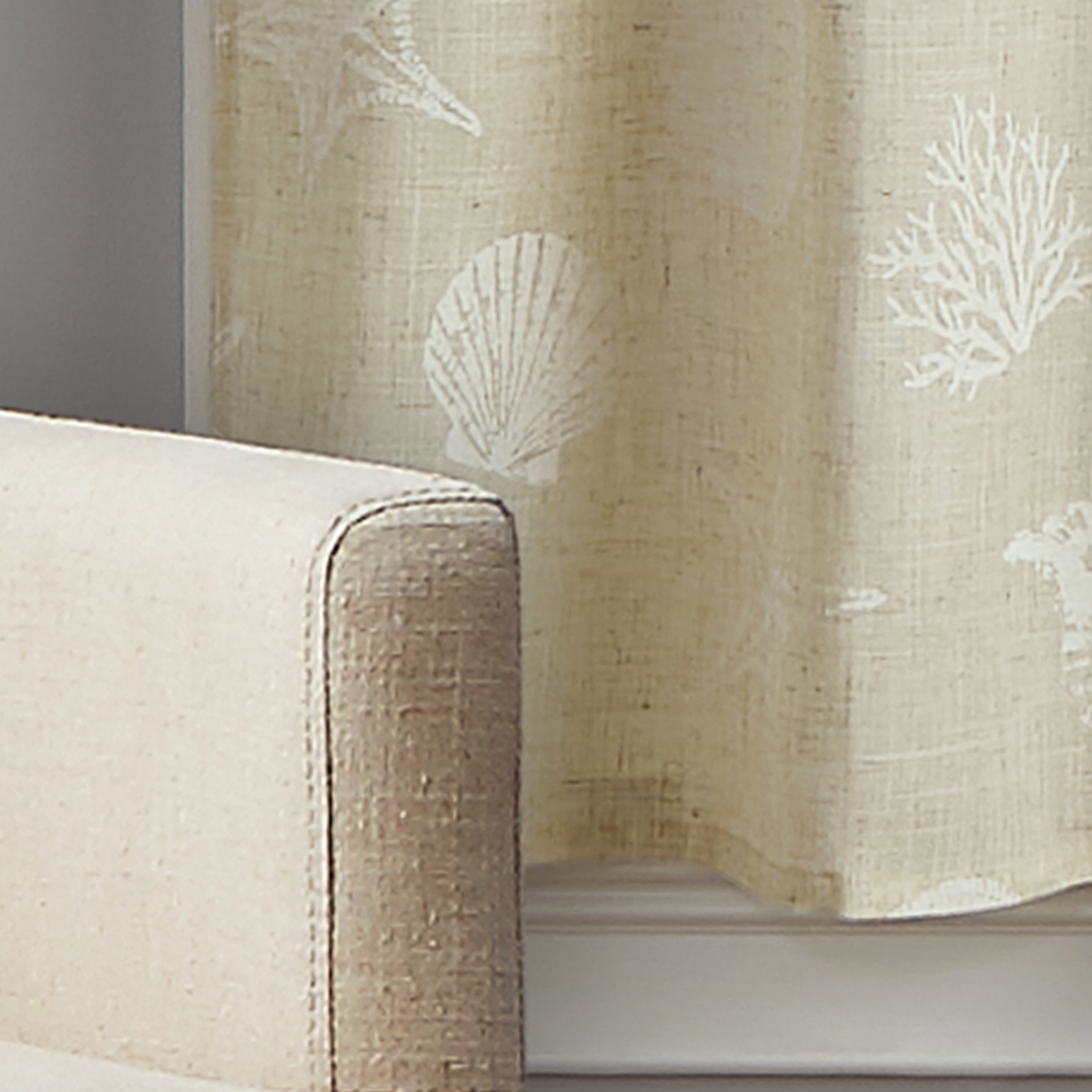 CHF Seashells 24" Tiered Curtain Set, Pair, Printed, Linen, Polyester, Adult