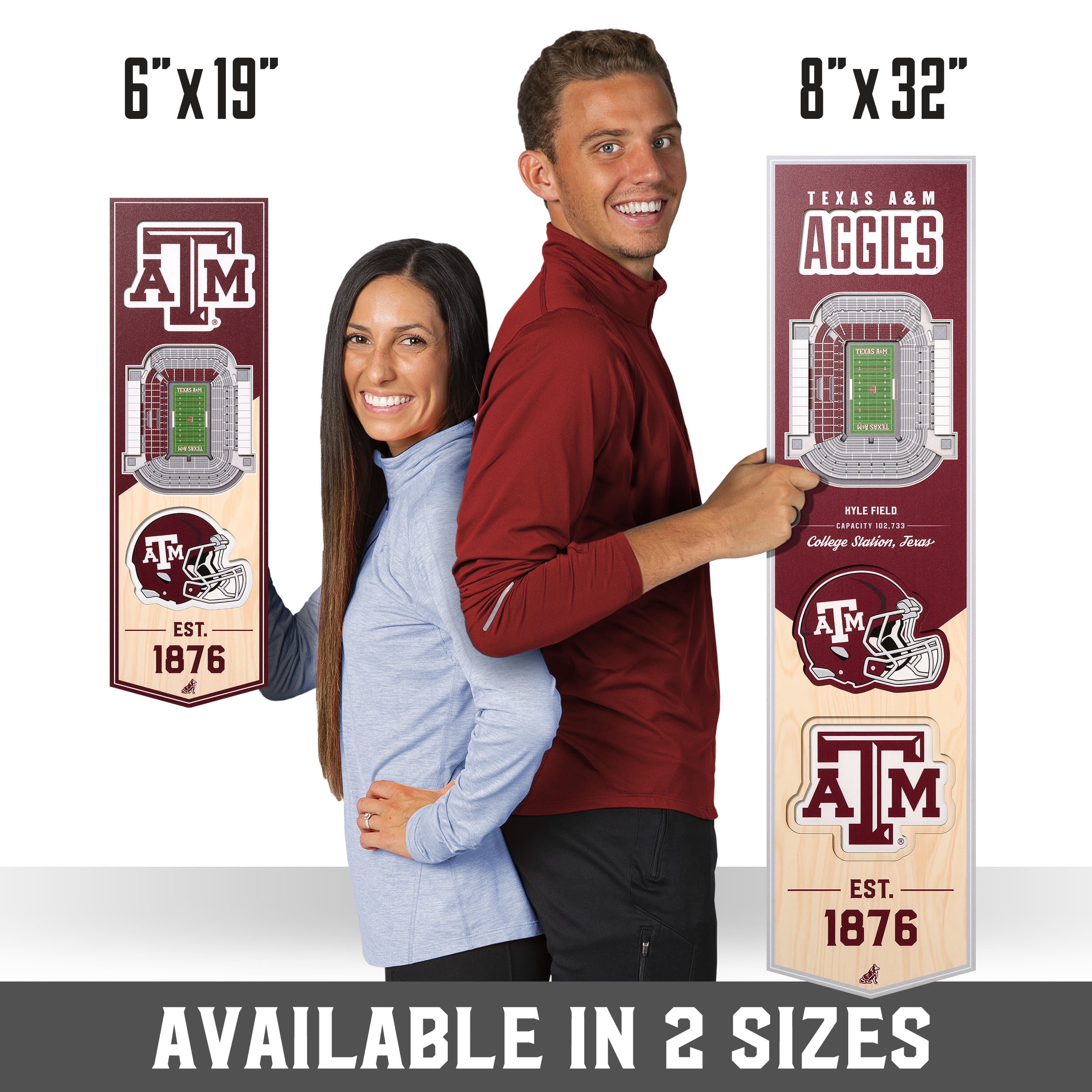 YouTheFan NCAA Texas A&M Aggies 6'' x 19'' 3D Stadium View Banner