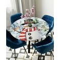 thumbnail image 5 of Winter Snowman Table Cloth, Round Fitted Tablecloths with Elastic Edge, Winter Christmas Snowflake Wipeable Waterproof Table Cover for Kitchen Wedding 45-54 Inches, 5 of 6