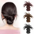 thumbnail image 3 of Moño rizado estilo coreano, cabeza de albóndiga de temperamento bajo en marrón oscuro, marrón oscuro, marrón claro y negro natural. Postizo sintético suave y natural de alta calidad para uso diario., 3 of 5