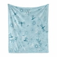 thumbnail image 1 of Dragonfly Soft Flannel Fleece Throw Blanket, Bugs Leaves Branches Flowers Dandelions Abstract Art Print, Cozy Plush for Indoor and Outdoor Use, 60" x 80", Seafoam Blue and White, by Ambesonne, 1 of 6