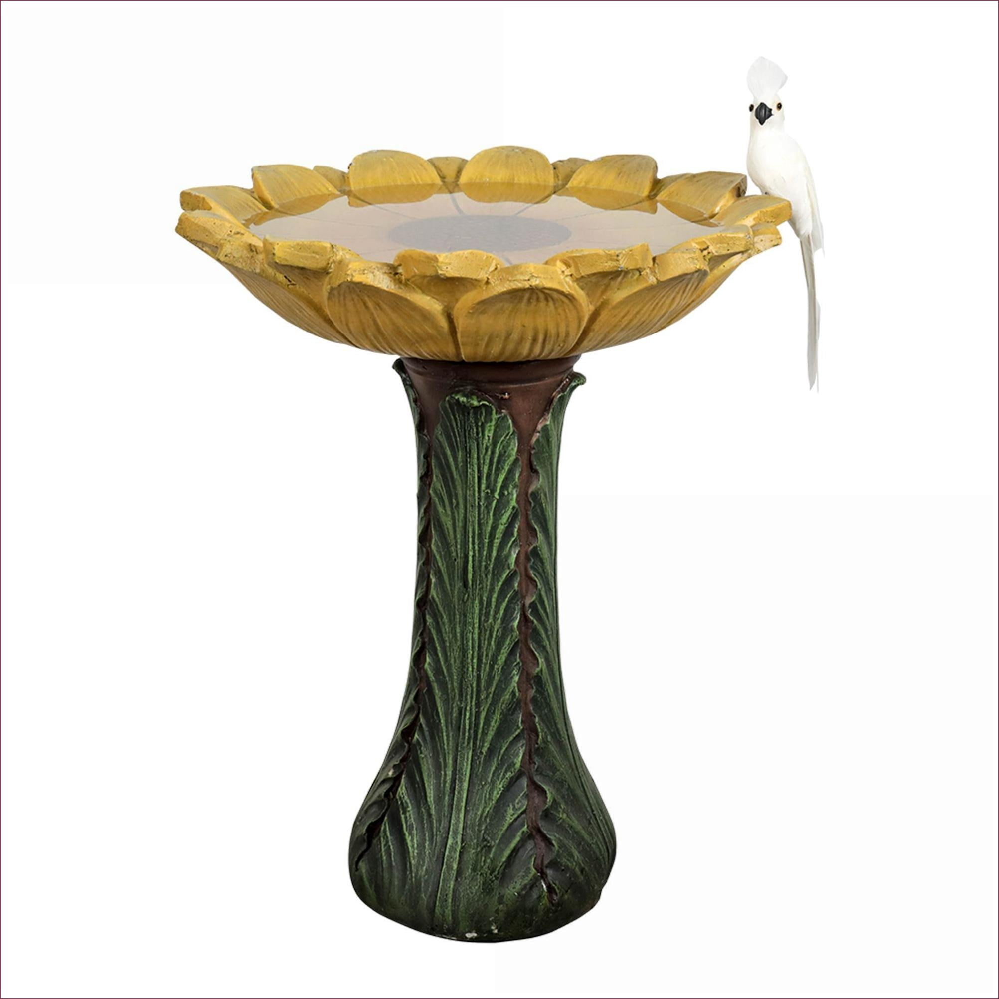 Bird Baths | 24.4" Tall Outdoor Farmhouse Sunflower Bird Bath for Garden Patio | Concrete Cement | Birdbath Single Tier Pedestal