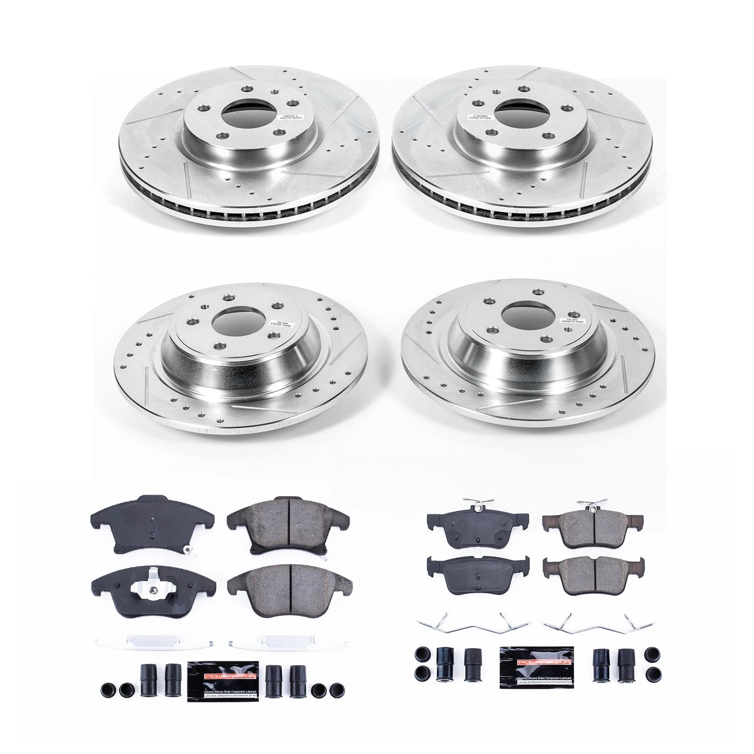 PowerStop Front and Rear Z23 Evolution Sport Carbon-Fiber Ceramic Brake Pad and Drilled & Slotted Rotor Kit Fits: FORD LINCOLN Select Models K6556