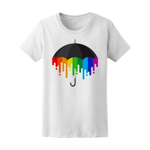 Rainbow Black Umbrella T-Shirt Women -Image by Shutterstock, Female Medium