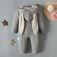 thumbnail image 5 of Baby Snowsuit Animal Bunny Snowsuit Easter Romper Long Ear Rabbit Hoodie Jumpsuit With Zipper Baby Girl Winter Clothes Grey 12 Months-18 Months, 5 of 7