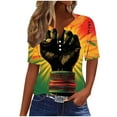 thumbnail image 2 of Tops for Women under $5 Short Sleeve V-neck Button Up Independence Day Printed Shirt Multicolor, 2 of 5