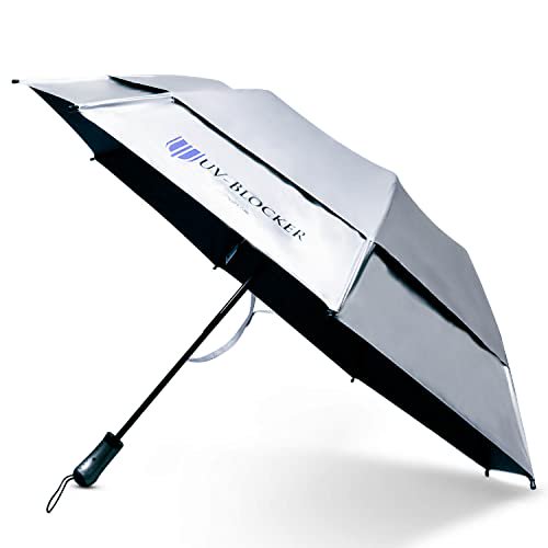 UV-Blocking Travel Sun Protection UV Umbrella - Handheld Portable Beach Umbrellas Provide UPF 55 Protection Effectively Block 99 of UVA UVB Light - Windproof Sun Blocking Umbrella