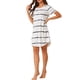 thumbnail image 4 of CAMISETA DE NOCHE CHIC PARA MUJERES INSPIRADA Cuello Redondo Mangas Cortas Camisón a Rayas 3XL Blanca, 4 of 6
