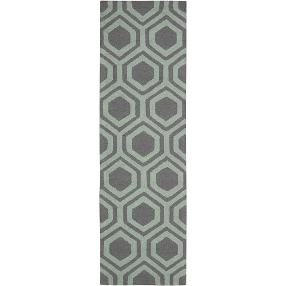 Nourison Linear Grey/Aqua Area Rug LIN07 2'3" x 7'6"