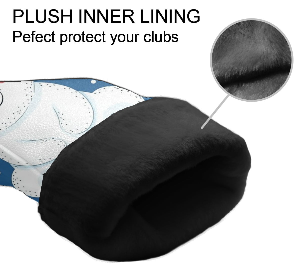 Golf Club Head Covers - White Bear Design, PU Leather, Waterproof, Fits Fairway Woods/Hybrid, Unisex, Fits Most Brands