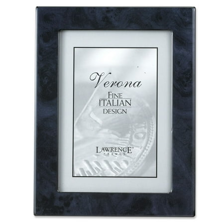 Dark Finish Frame - Navy Blue Faux Burl 5x7 Picture Frame - Polished Lustrous Finish With Sides Finished In Black