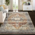thumbnail image 2 of RONSHIN Area Rugs Washable Carpets 8'*10' Brown Area Rug Vintage Distressed Persian Area Rugs Print Carpet Floral Pattern Rug No-Slip Low Pile Rug Velvet Foldable Rug, 2 of 7