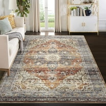 Tzou Area Rug 5x7 Vintage Retro Rug Indoor Door Mat Non Slip Carpet for Living Room Bedroom, Bronze