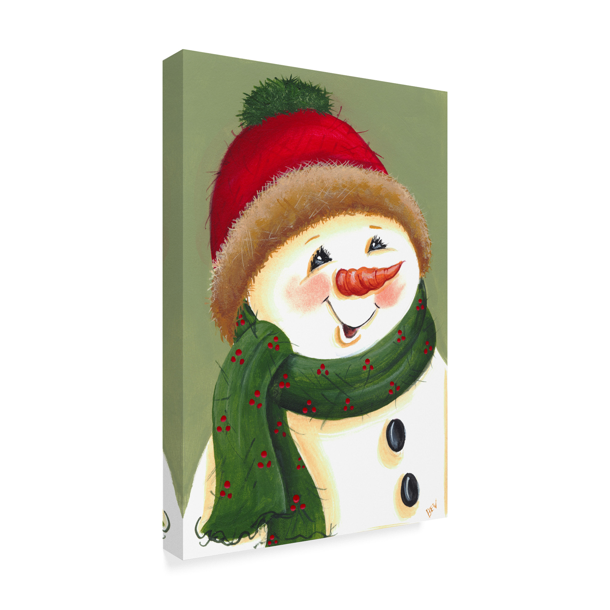 Trademark Fine Art 'Carrot Nose Snowman' Canvas Art by Beverly Johnston