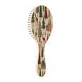 thumbnail image 2 of Wood Paddle Brush with Cushion & Round Hair Brush Christmas Trees Deer and Houses Detangling Brush for All Hair Types, 2 of 7