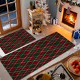 thumbnail image 5 of Red Green Diamond Plaid Kitchen Mat Set of 2, Non Slip Rubber Backing Absorbent Kitchen Rugs 17"x28" and 17"x48", Washable Low Profile Runner Rug for Kitchen Sink Laundry Room, Holiday Decor, 5 of 6