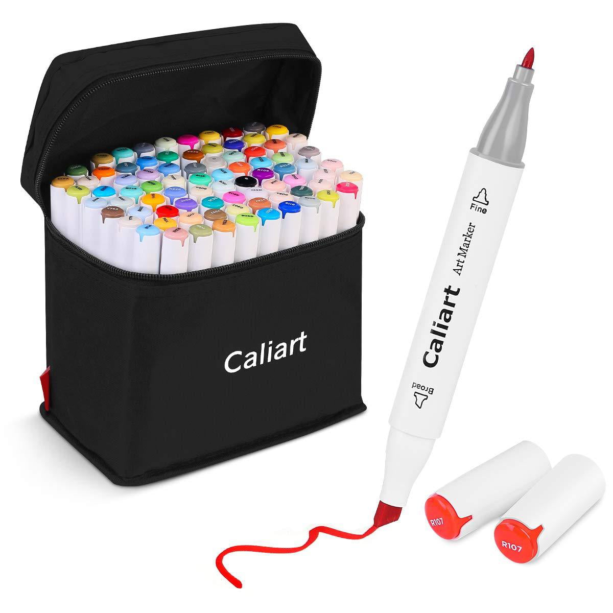 Caliart 80 Colors Dual Tip Permanent Art Markers Alcohol Based Sketch