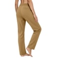 thumbnail image 4 of QSXADF Women's Yoga Pants Athletic Straight Leg Pants Solid Athletic Casual Fashion Button Elastic Waist Pleated Pocket Tight Yoga Full Length Women's Pants, 4 of 6