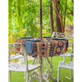 thumbnail image 3 of Fsddascl Southwest Boho Outdoor Tablecloth - 54 Inch Round Dining Table Cover, Retro Farmhouse Abstract Geometric Striped Waterproof Outdoor Table Cloth with Umbrella Hole & Zipper for Picnic/Patio, 3 of 7