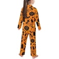 thumbnail image 2 of Yuyamidu Pumpkin Kids Pjs Sets Long Sleeve Lounge Wear 2 Pieces Bat Button Down Pajama Pants and Top with Pockets Fall Spring Winter Clothing Halloween Sleepwear 5-6 Years, Orange, 2 of 7