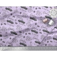 thumbnail image 3 of Soimoi Purple Rayon Crepe Fabric Cartruck & Farmhouse Text Printed Craft Fabric by the Yard 46 Inch Wide, 3 of 3