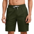 thumbnail image 5 of Summer Cargo Shorts for Men Casual Solid-Color Work Short Pants with Drawstring Elastic Waistband and Pockets, 5 of 9