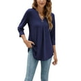 thumbnail image 5 of ESASSALY Women 3/4 Sleeve V-Neck Blouses Button-down ShirtsTops Spring Loose Casual Shirts Streetwear, 5 of 6