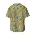 thumbnail image 6 of Lsque Cartoon Corn and Wheat print Men's Cuban Collar Short Sleeve Shirt Summer Beachwear Casual Button Down Fashionable Vacation Leisure Shirt-Small, 6 of 7
