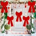thumbnail image 7 of 2 PCS Christmas Decorations, 12 x 18 Inches Large Christmas Bows, Red Velvet PVC Indoor Outdoor Xmas Tree Bows Wreath Bow Party Supplies Xmas Ornaments for Door Fireplace Stairs Railing Porch, 7 of 7