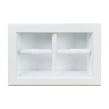 Boreas Recessed Solid Wood Double Toilet Paper Holder 13.25 X 8.5 - White Enamel