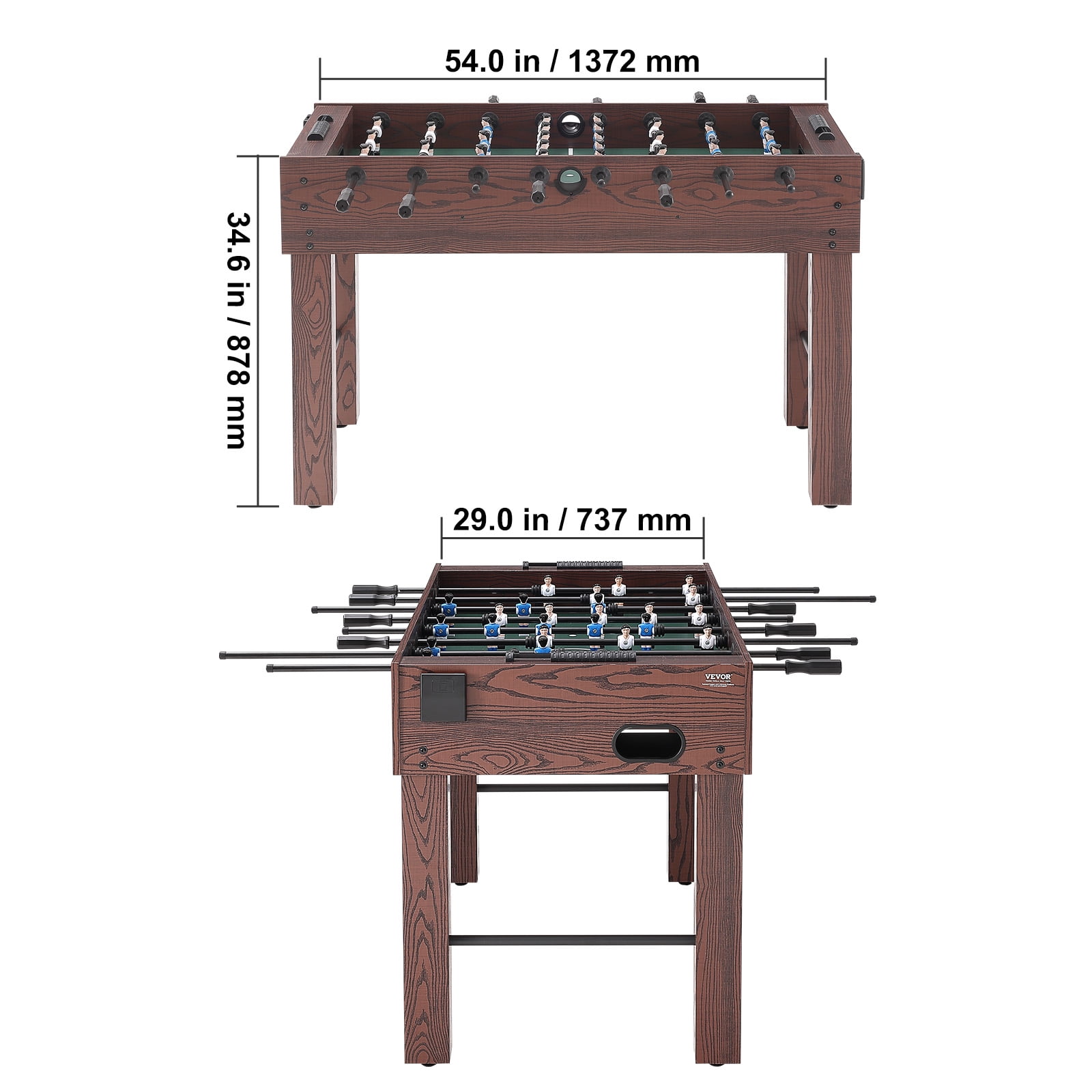 SKYSHALO Foosball Soccer Game Table Standard Size ,55 inch Foosball Table w/ Foosball Table Set, Includes 4 Balls and 2 Cup Holders for Home