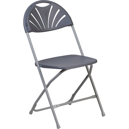 High Back Plastic Lawn Chairs Flash Furniture 2 Pk. HERCULES Series 650 lb. Capacity Charcoal Plastic Fan Back Folding Chair ()