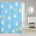 thumbnail image 2 of Manfei Cartoon Cute Ghost Shower Curtain 72Wx78L,Pastel Bat Pattern Halloween Bath Curtain, 2 of 5