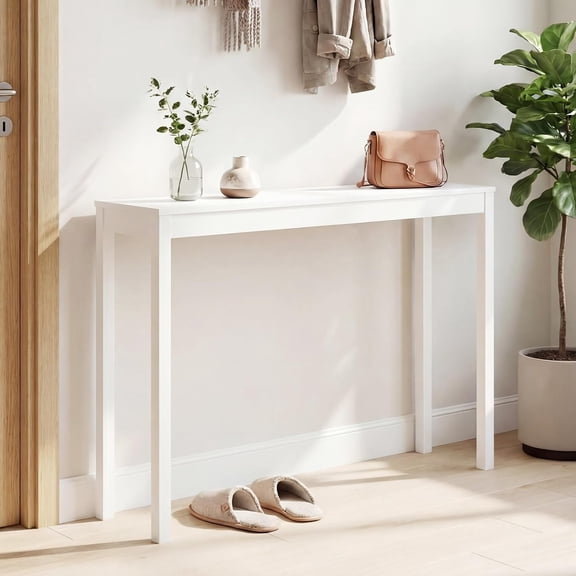 Sunshen Wood Console Table, 48"Narrow Tall Entryway Table,Accent Sofa Table Behind Couch for Entryway, Foyer, Hallway, Living Room,White