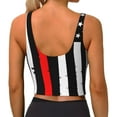 thumbnail image 3 of Haiem Firefighters USA Flag Pattern Womens Sports Bra - U Neck Padded Low Impact Yoga Bra Workout Crop Top Gym Moisture-Wicking Workout Vest -X-Large, 3 of 9