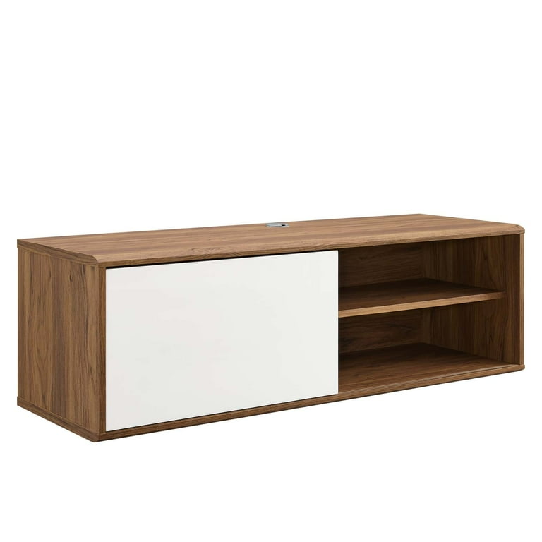 Modway Contour Supporto TV Mid-Century – Mobile Multimediale In Noce Per TV Fino A 60 Pollici, Con Ante Scorrevoli E Ripiano Regolabile (Larghezza 138 Cm)