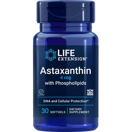 Life Extension Astaxanthin with Phospholipids – Antioxidant Support, Eye Health – Algae-Derived – Gluten-Free, Non-GMO – 30 Softgels