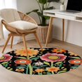 thumbnail image 4 of Round Rugs 3.3Ft, Vintage Sunflower Round Area Rug Washable Indoor Throw Carpet, Black Boho Summer Botanical Soft Non Slip Circle Rug for Laundry Room Patio Home Decor Aesthetic, 4 of 8