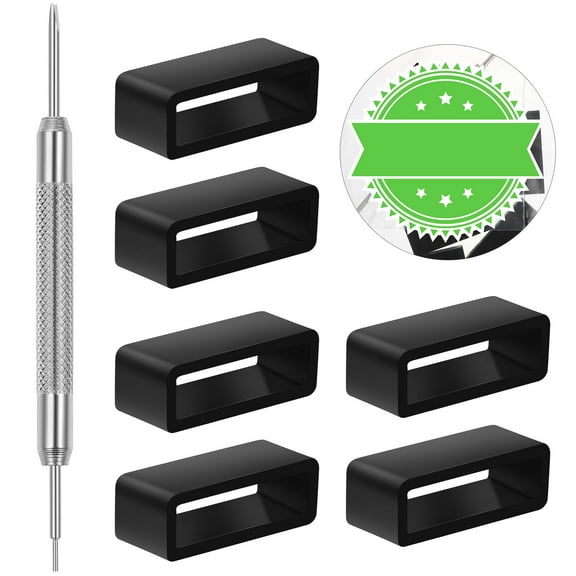 HOOWIFFY Black Silicone Watch Bands with , Flexible and Replacement Straps for Men, 6 Pieces