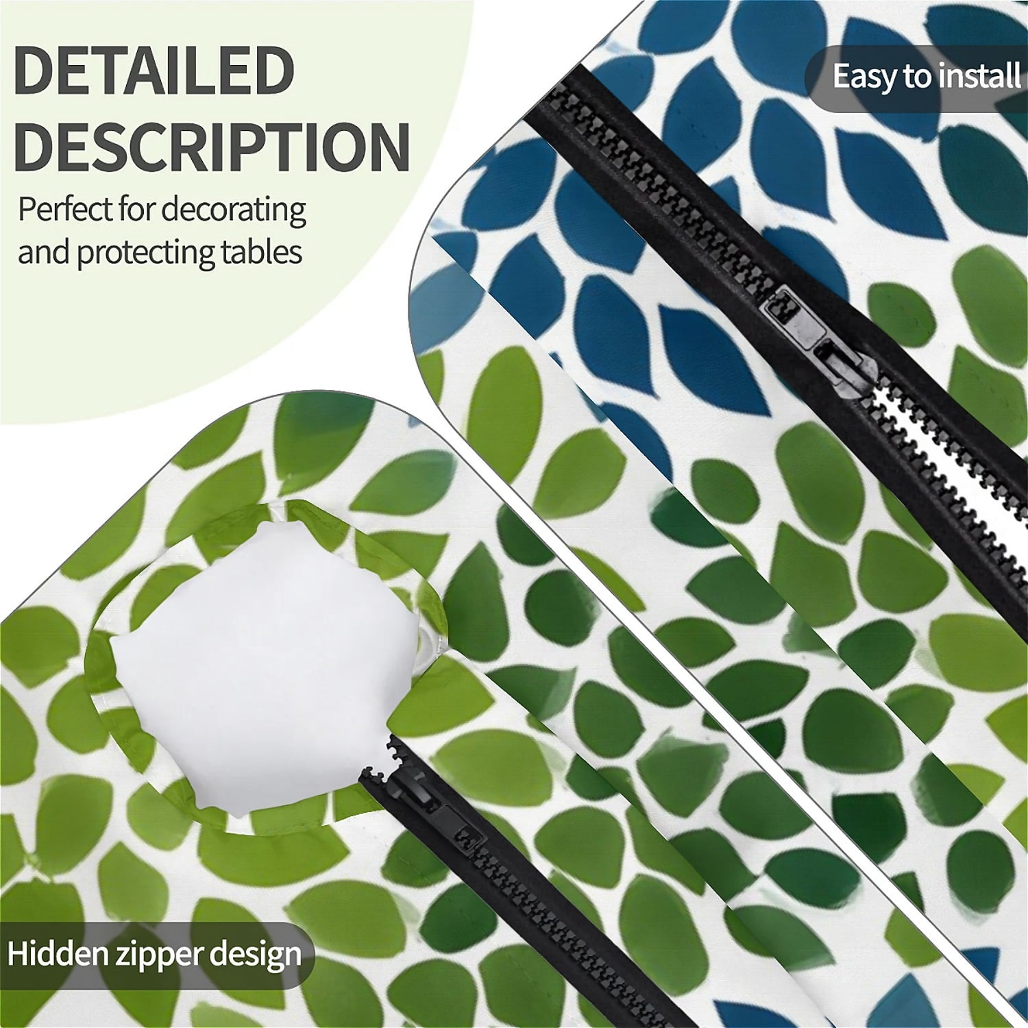 Rectangle Outdoor Tablecloth with Umbrella Hole and Zipper Waterproof Rectangle Fitted Tablecloth with Elastic Edge, Wipeable Outdoor Table Cover for Patio, Garden, Picnic
